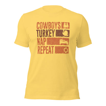 Cowboys Turkey Nap Repeat Cowboy Bebop Thanksgiving Unisex Light Shirt