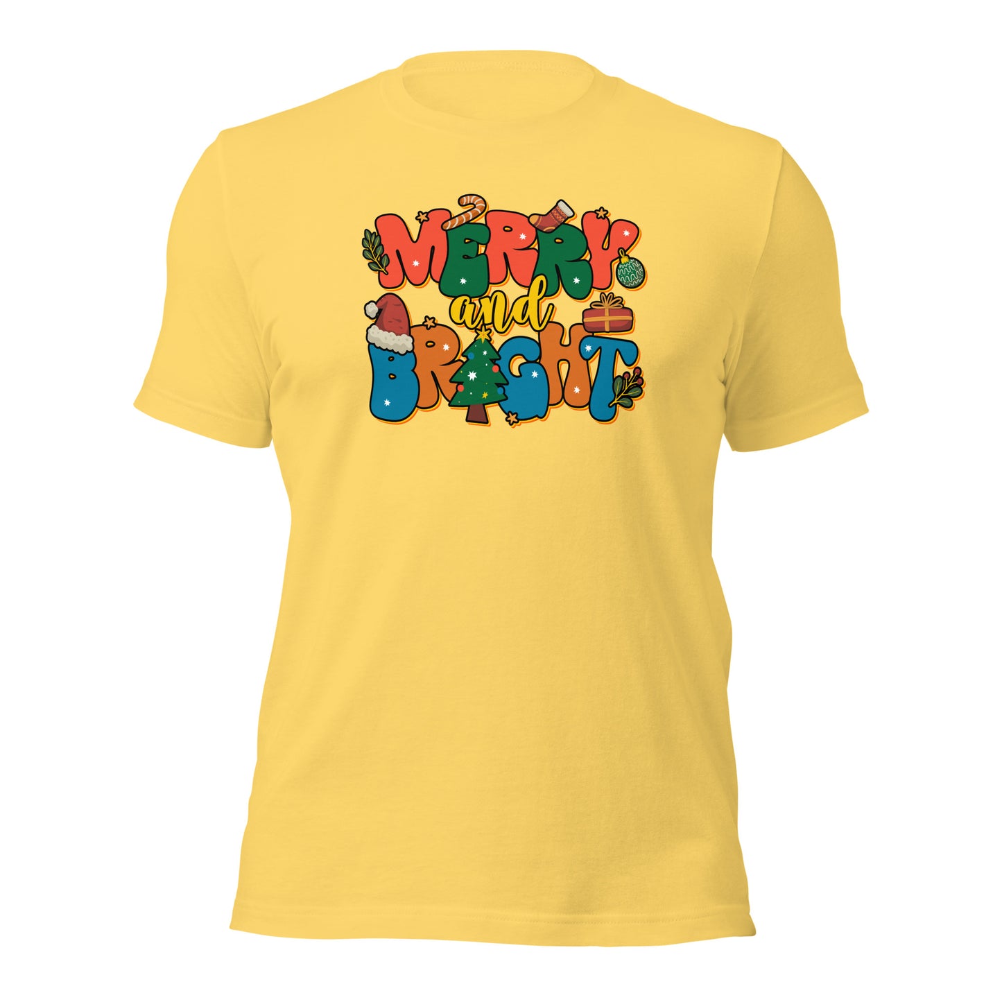 Merry and Bright Joyful Merry Christmas Unisex Light Shirt