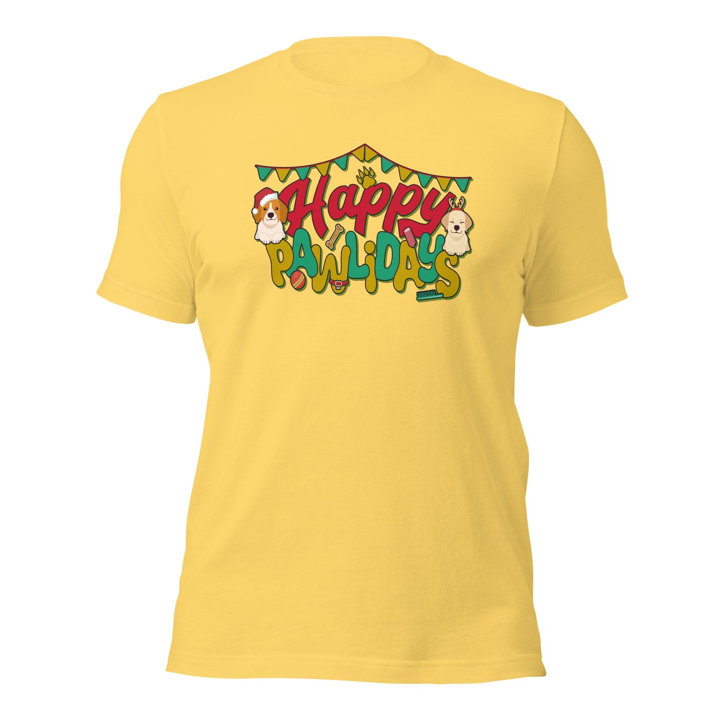 Happy Pawlidays Dog Mom Dad Christmas Unisex Light Shirt