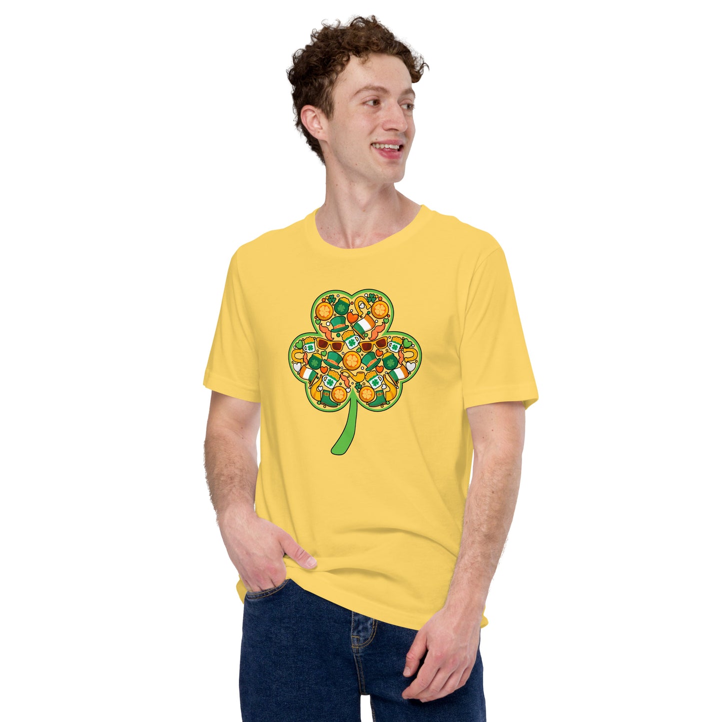 St. Patty Shirt Four Clover Leaf Pot Of Gold Unisex Light Shirt