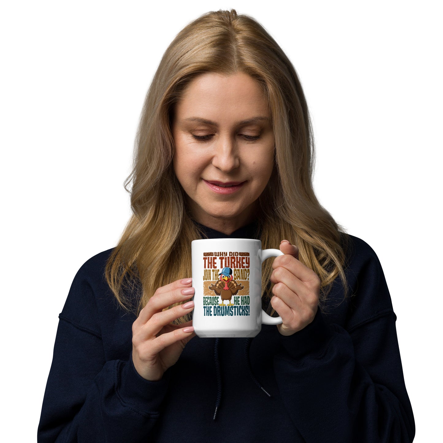 Why Did The Turkey Join The Band? Funny Thanksgiving Mugs