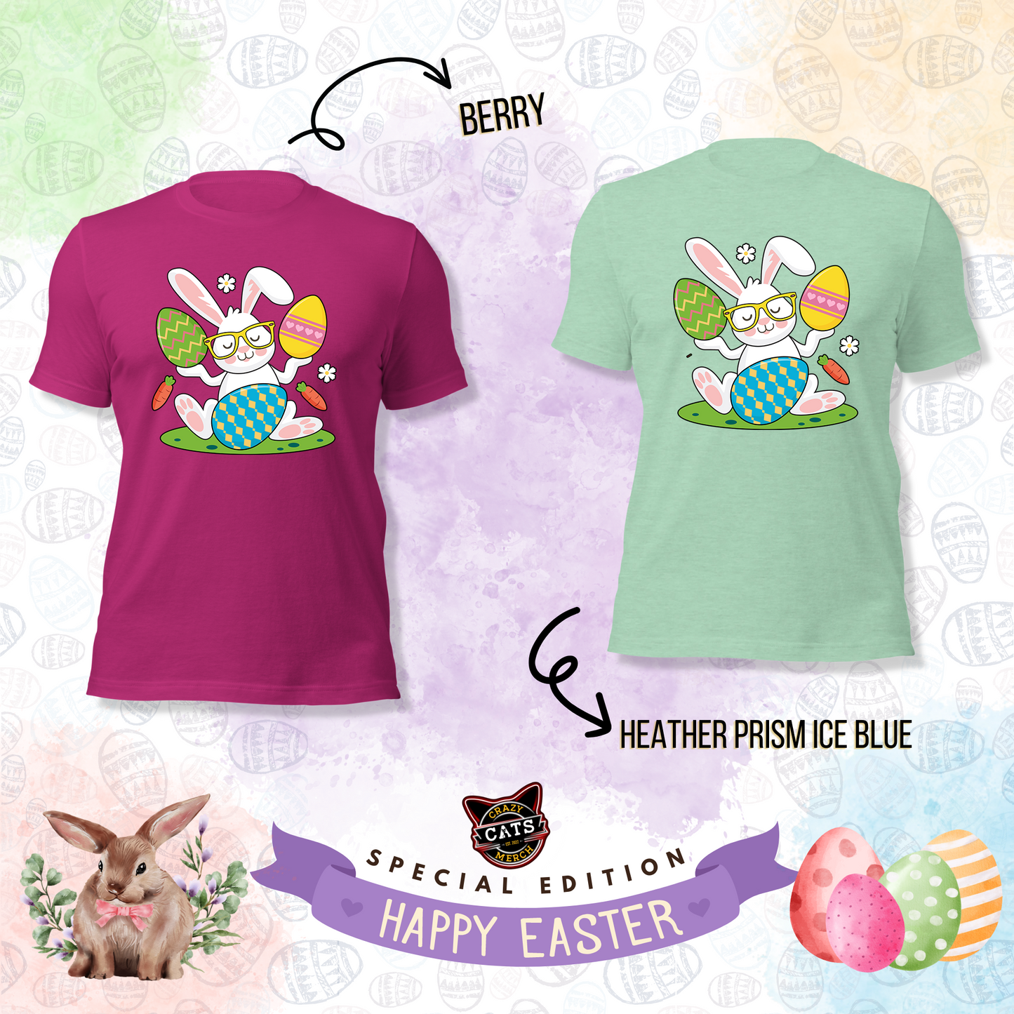 Cute Easter Bunny Unisex Shirt For All Ages Dark Shirt