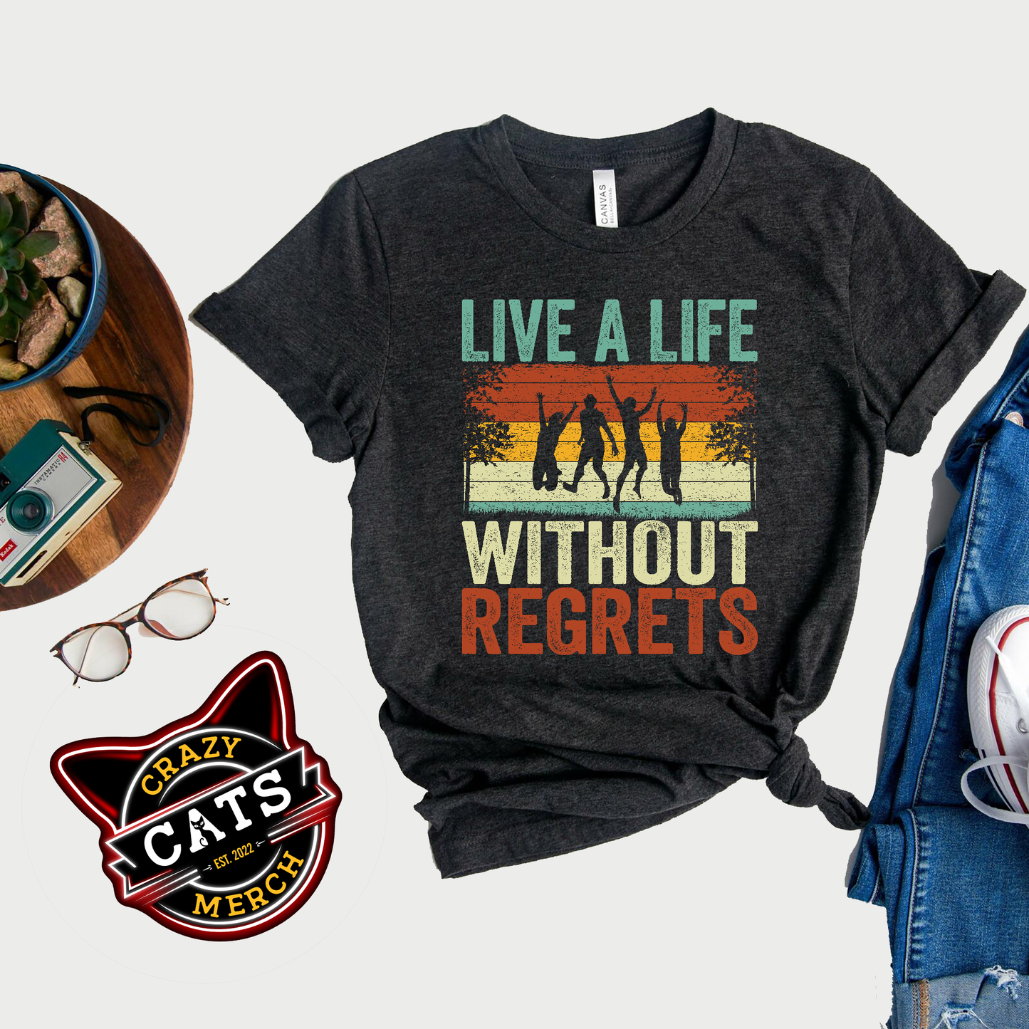 Live a life without regrets Yolo Tee Inspirational Positive Saying Unisex Dark T-Shirts