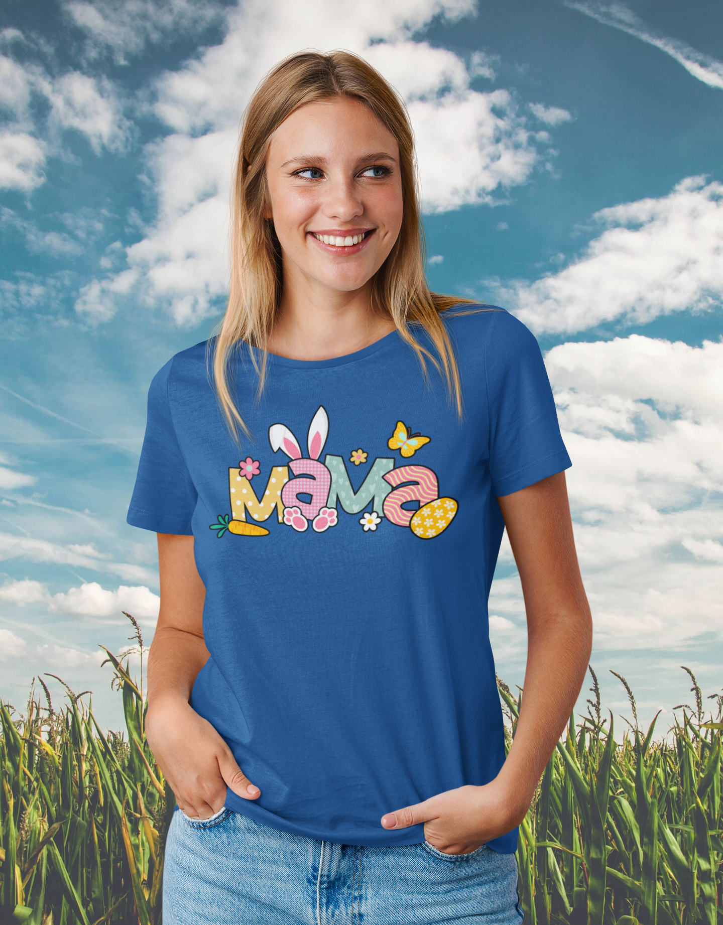 Mama Bunny Easter Women's Dark T-Shirt Gift For Mom