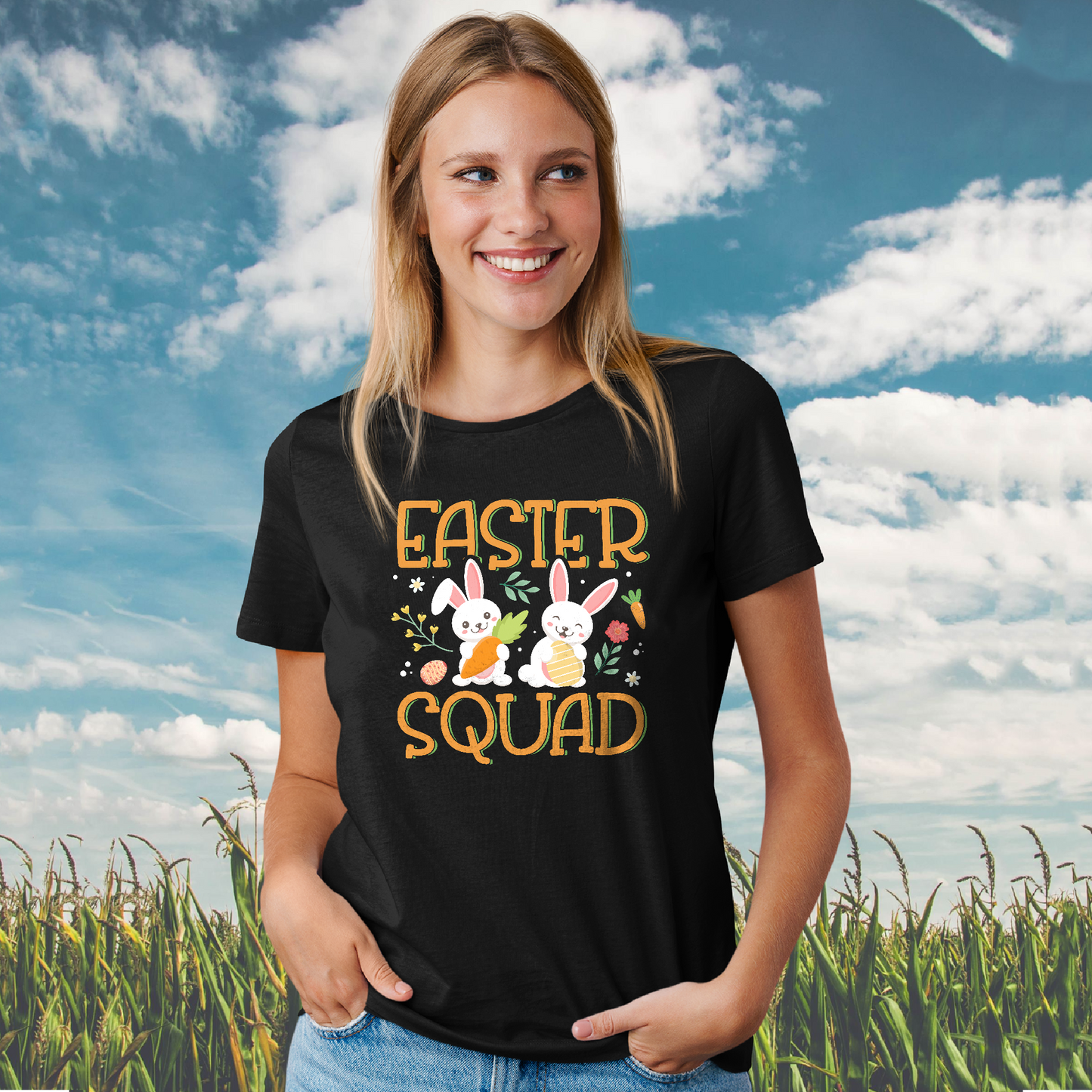 Easter Squad Bunnies Family Matching Unisex Dark Shirt