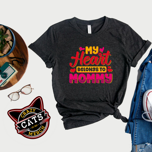 Mother's Day My Heart Belongs To Mommy Daughter Dark Shirt