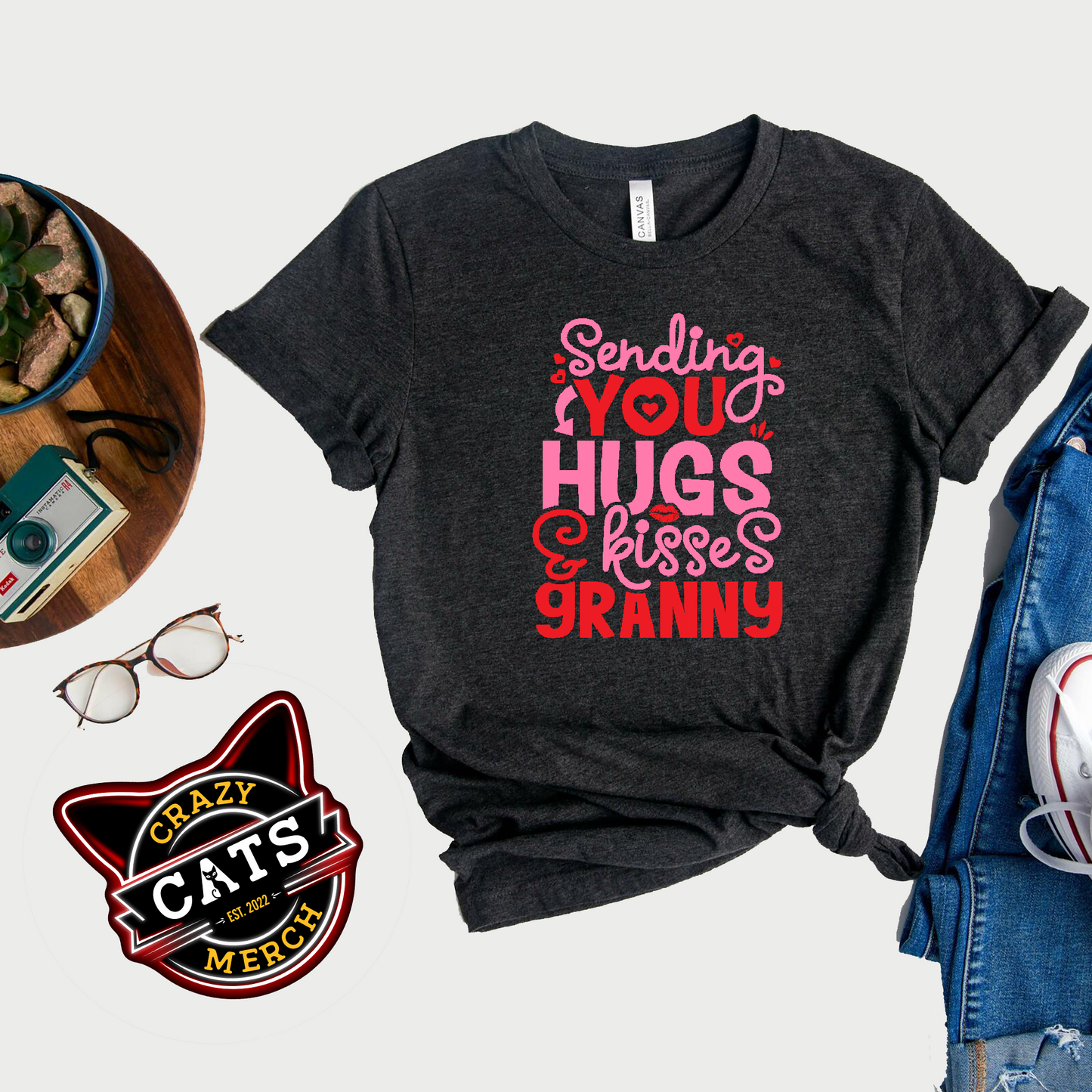 Sending You Hugs & Kisses Granny Mothers Day Dark Shirt