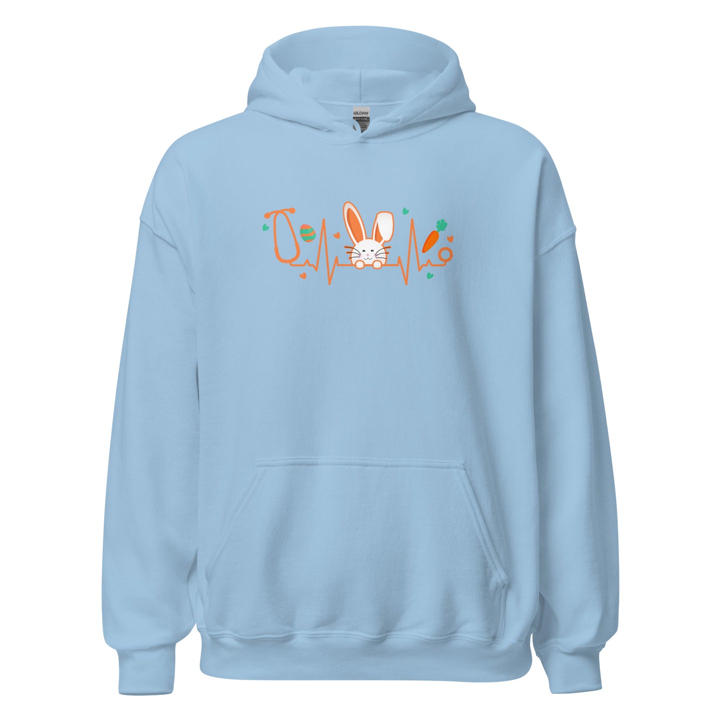 Easter Nurse Bunny Heartbeat Unisex Light Hoodie