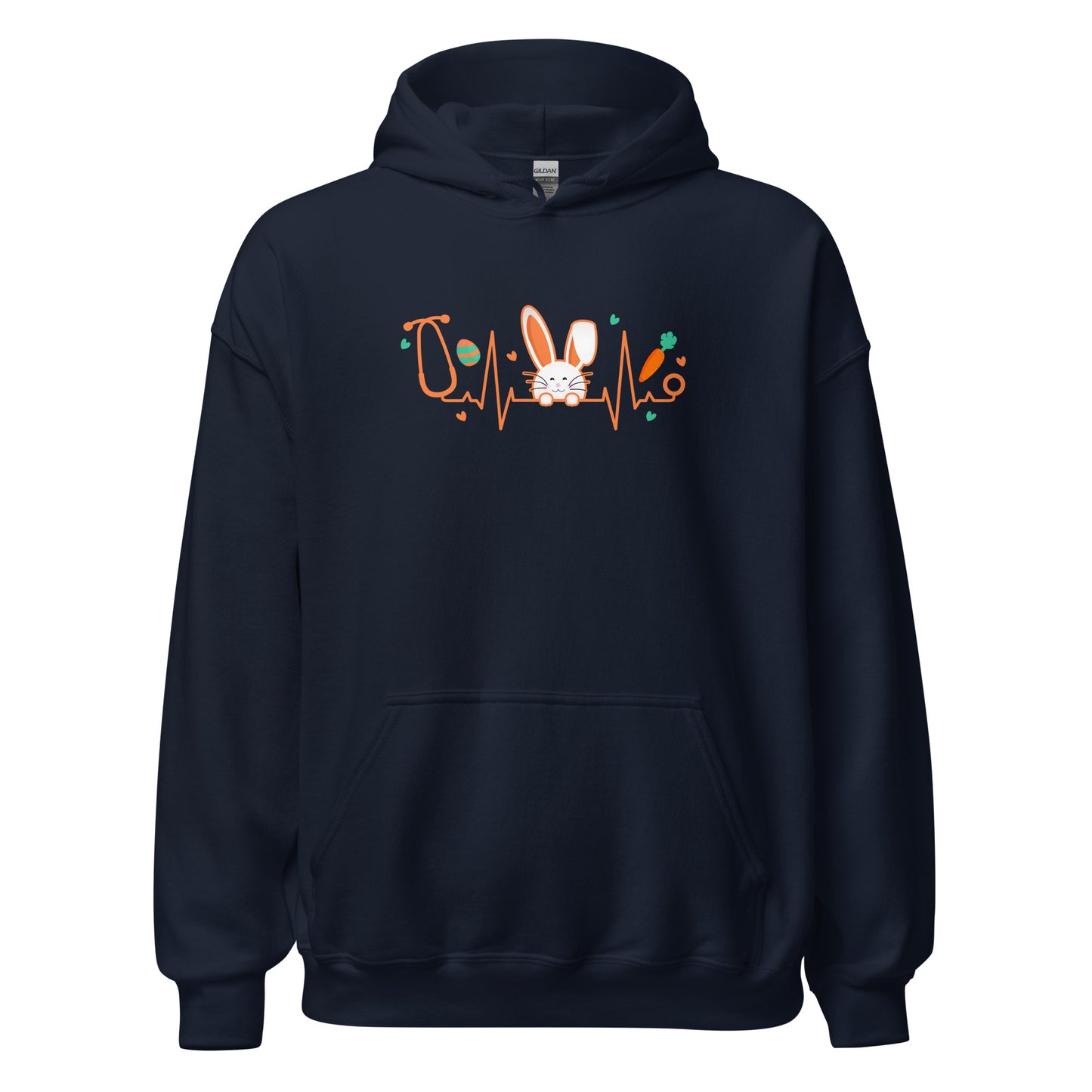 Easter Nurse Bunny Heartbeat Unisex Dark Hoodie