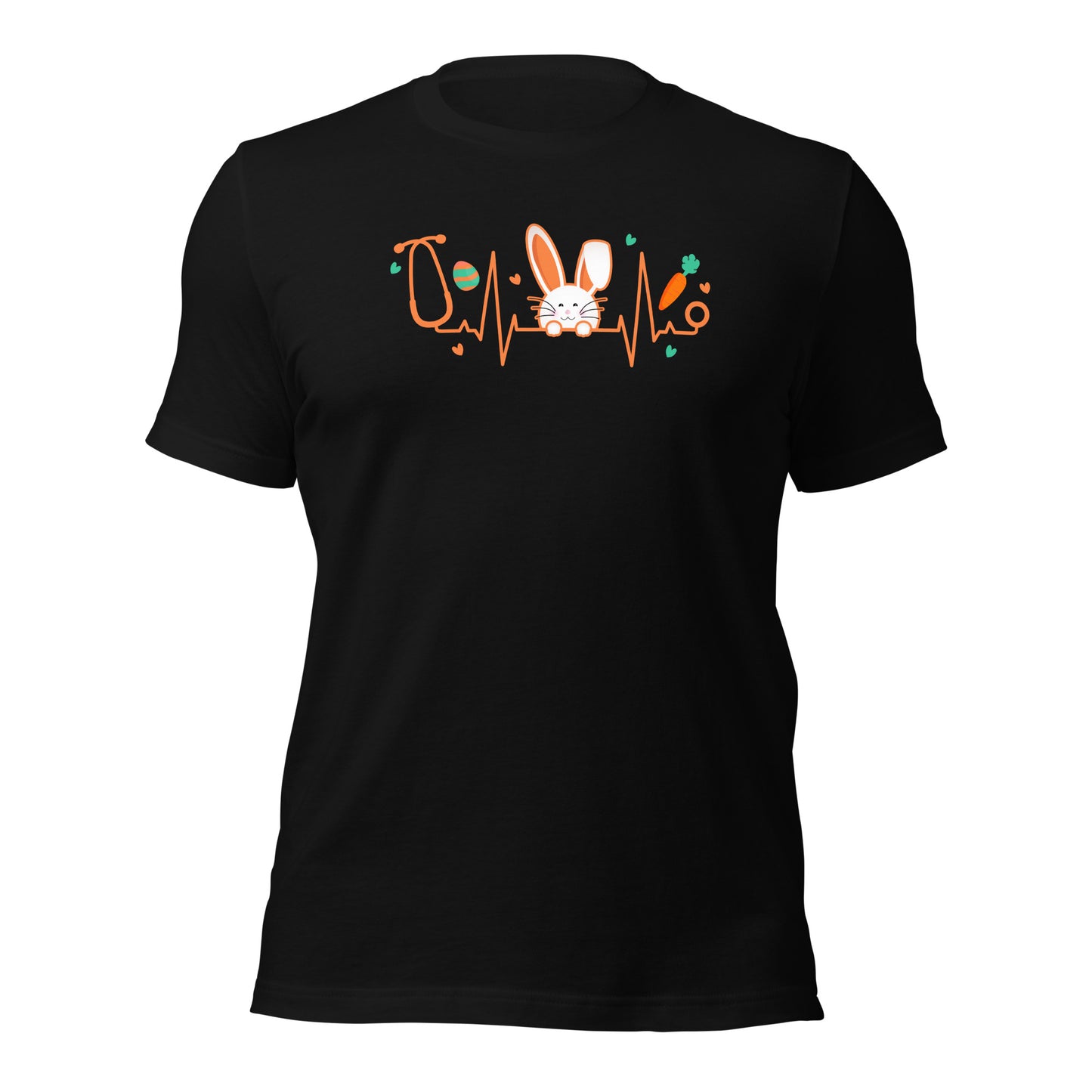 Easter Nurse Bunny Heartbeat Unisex Tee Dark Shirt