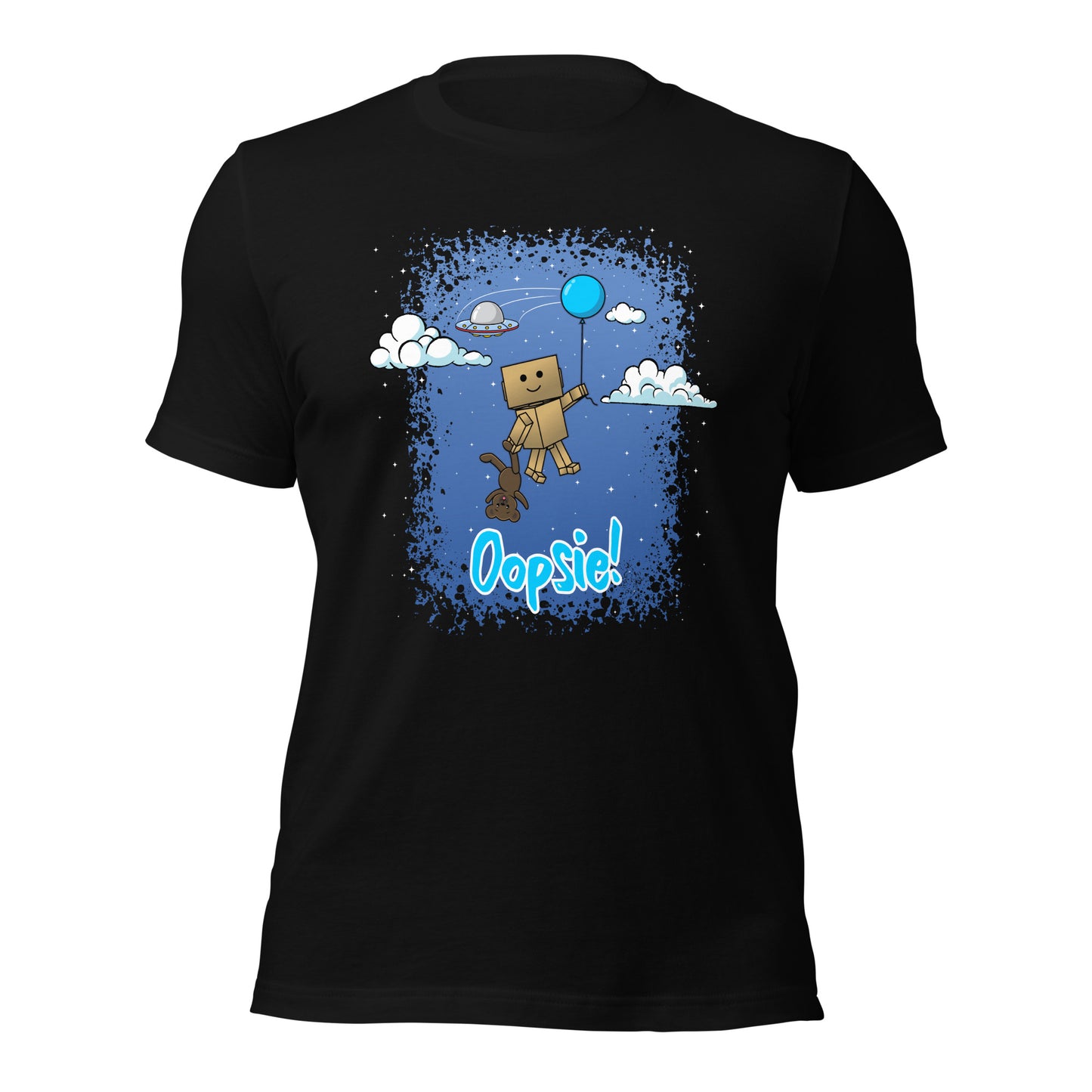 Oopsie Robot Outer Space Shirt Playful Funny Unisex Dark T-shirt