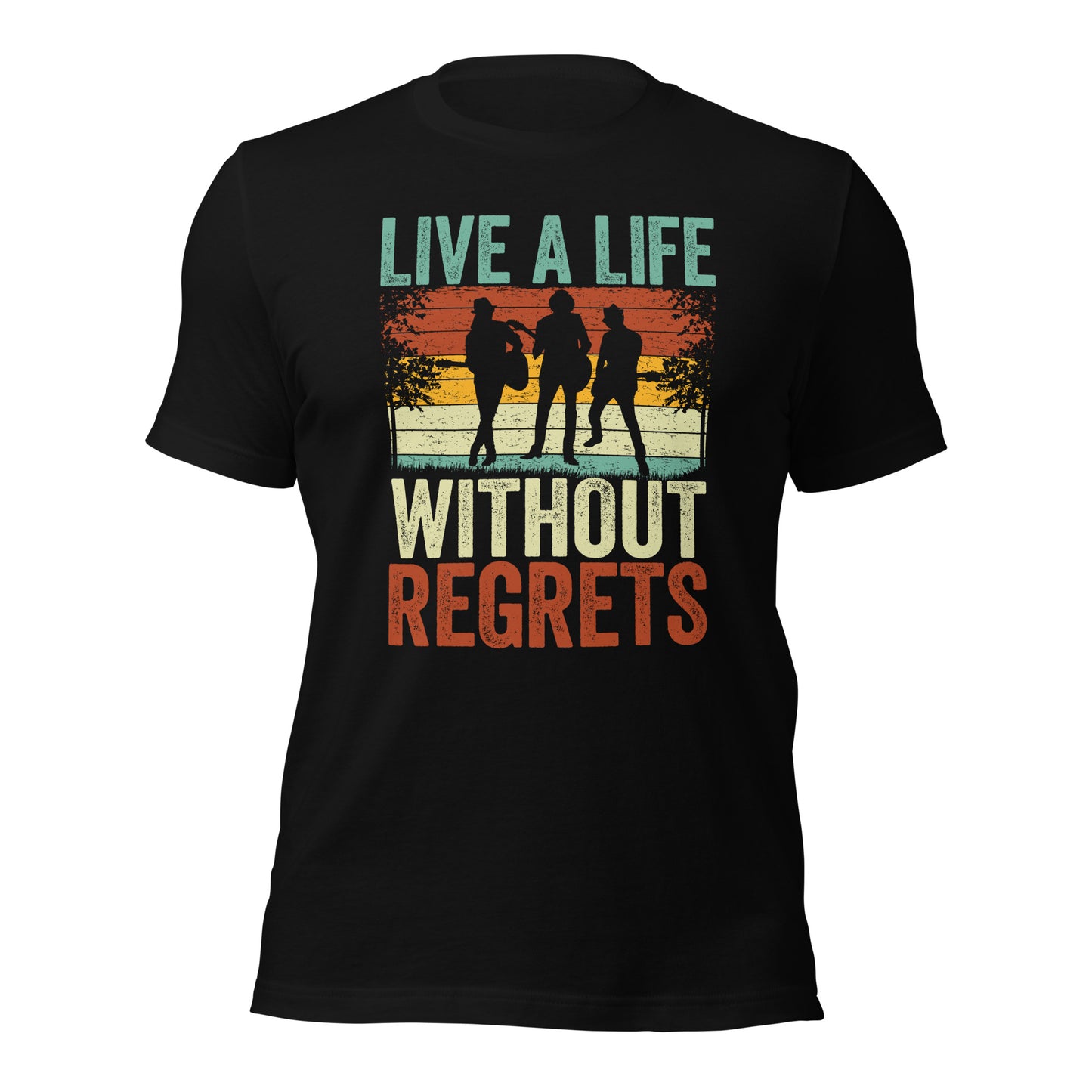 Musician Live A Life Without Regrets Inspiring Quote Guitarist Dark T-shirt