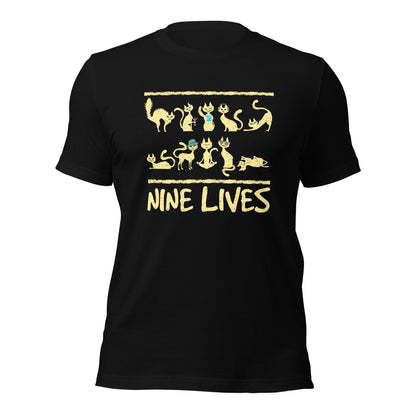 9 Lives Cat Shirt Funny Cool Cat Tees For Cat Mom Fur Parents Unisex Dark Shirt