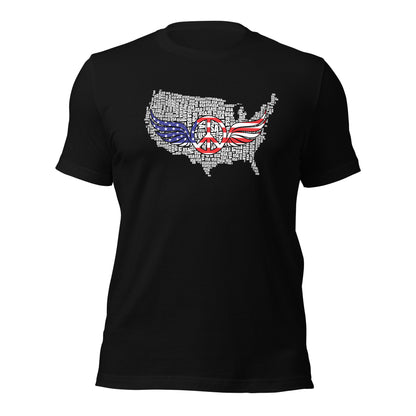 American Flag Peace Symbol Wings Unisex Dark T-Shirt