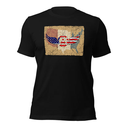 Vintage Red White Blue Peace Wings Symbol Unisex Dark Shirt