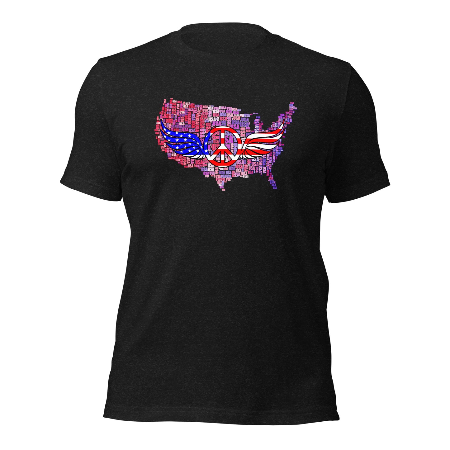 We The People Peace Wings Signs USA Map Unisex Dark T-shirt