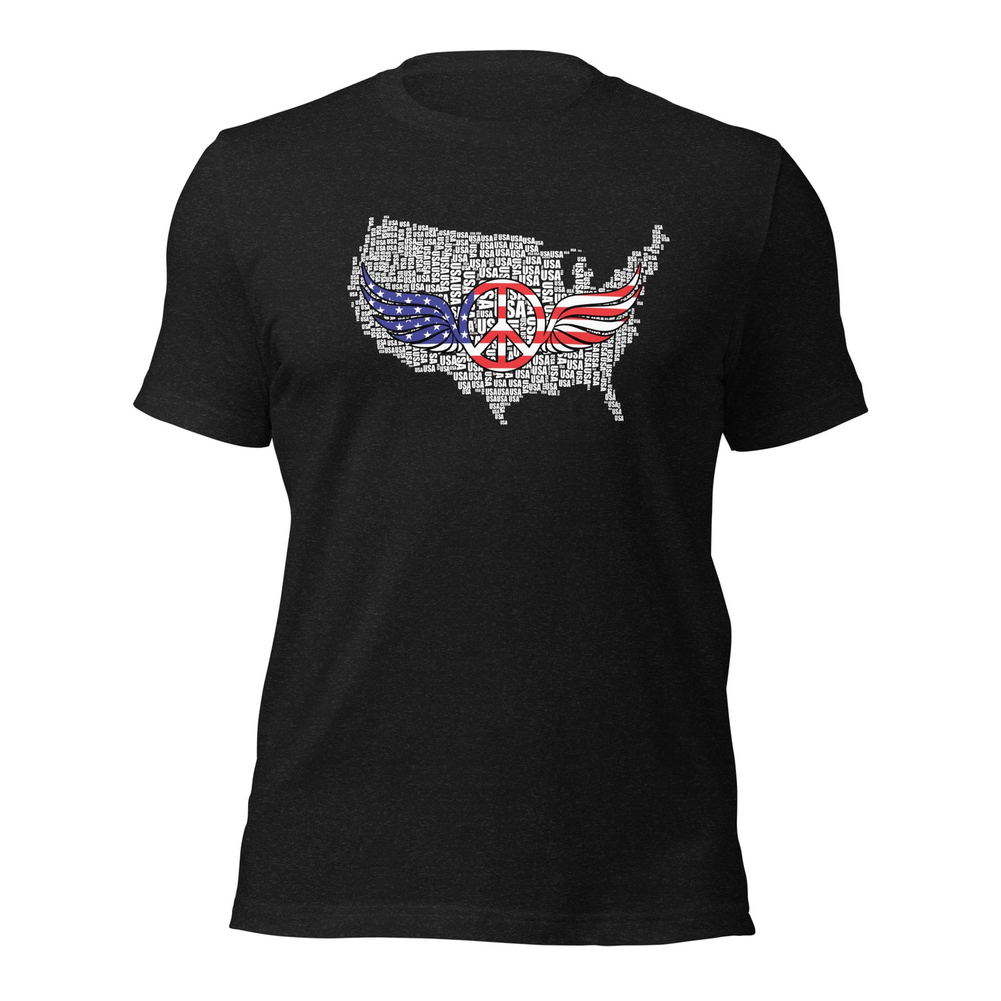 American Flag Peace Symbol Wings Unisex Dark T-Shirt