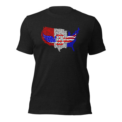 USA Map Red White Blue Patriotic Peace Sign Symbol Unisex Dark Shirt