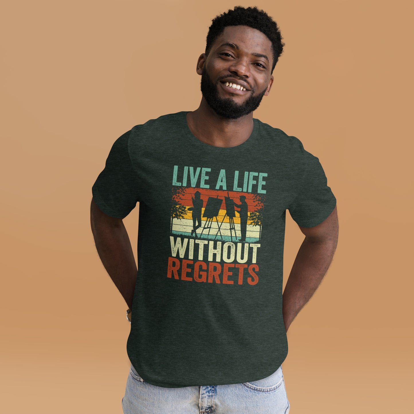 Artist Inspirational Quote Live A Life Without Regrets Unisex Dark Shirt