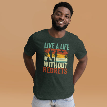 Couple Traveler Inspirational Live A Life Without Regrets Dark Shirt