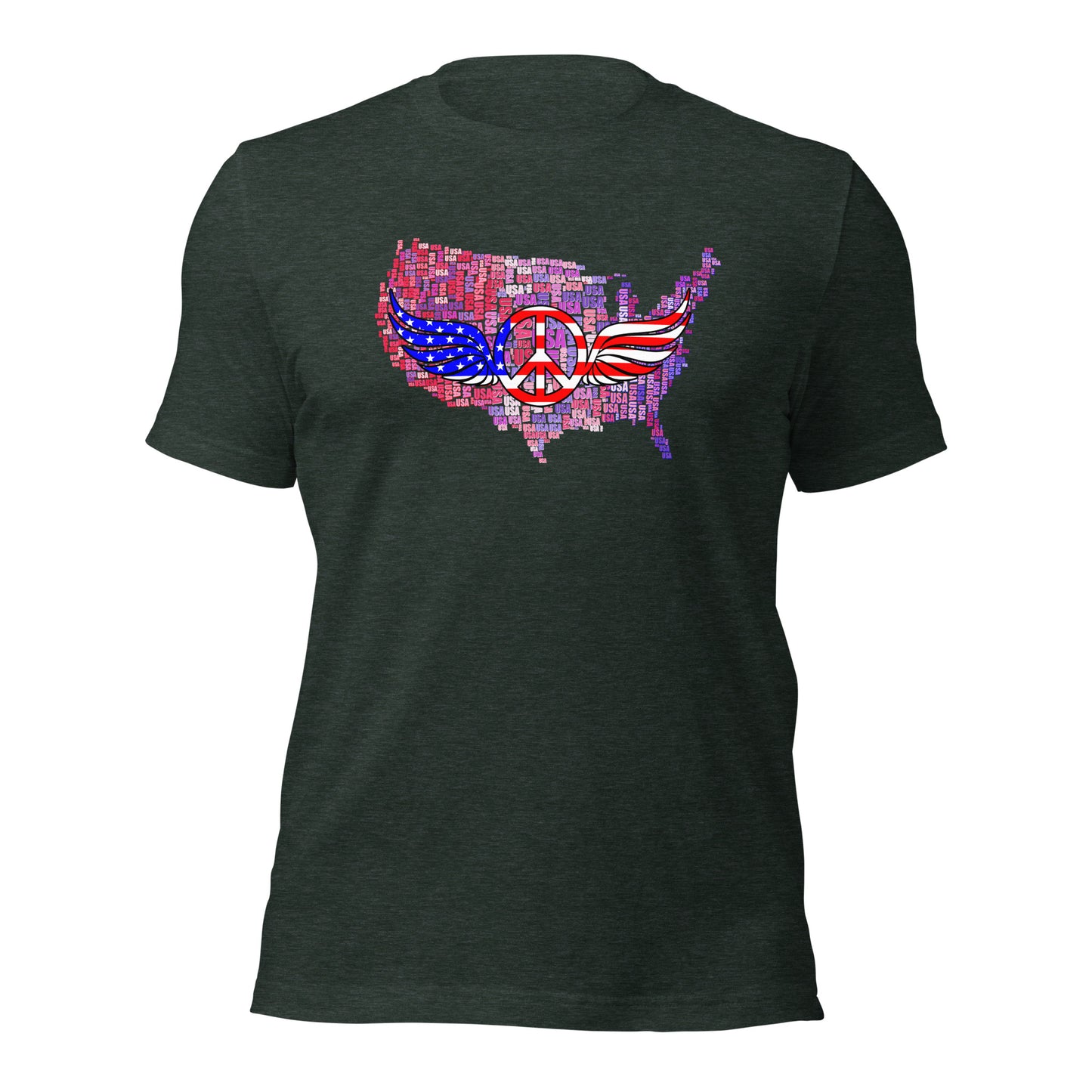 We The People Peace Wings Signs USA Map Unisex Dark T-shirt