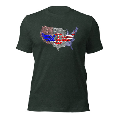 Patriotic T-Shirt USA Flag Peace With Wings Symbol Unisex Dark Shirt