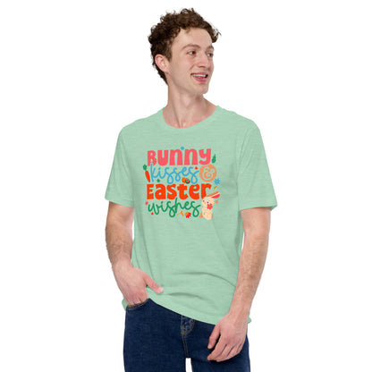 Cute Easter T-Shirt Bunny Kisses & Easter Wishes Unisex Light t-shirt