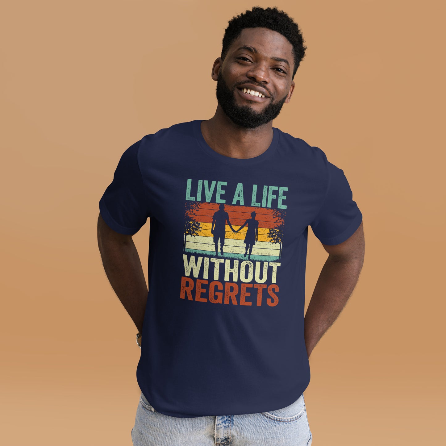 Couple Motivational Quote Live A Life Without Regrets Unisex Dark Shirt