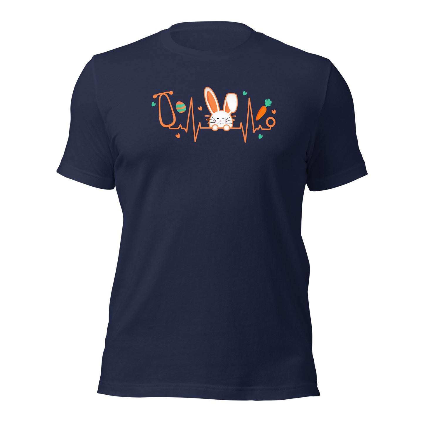 Easter Nurse Bunny Heartbeat Unisex Tee Dark Shirt