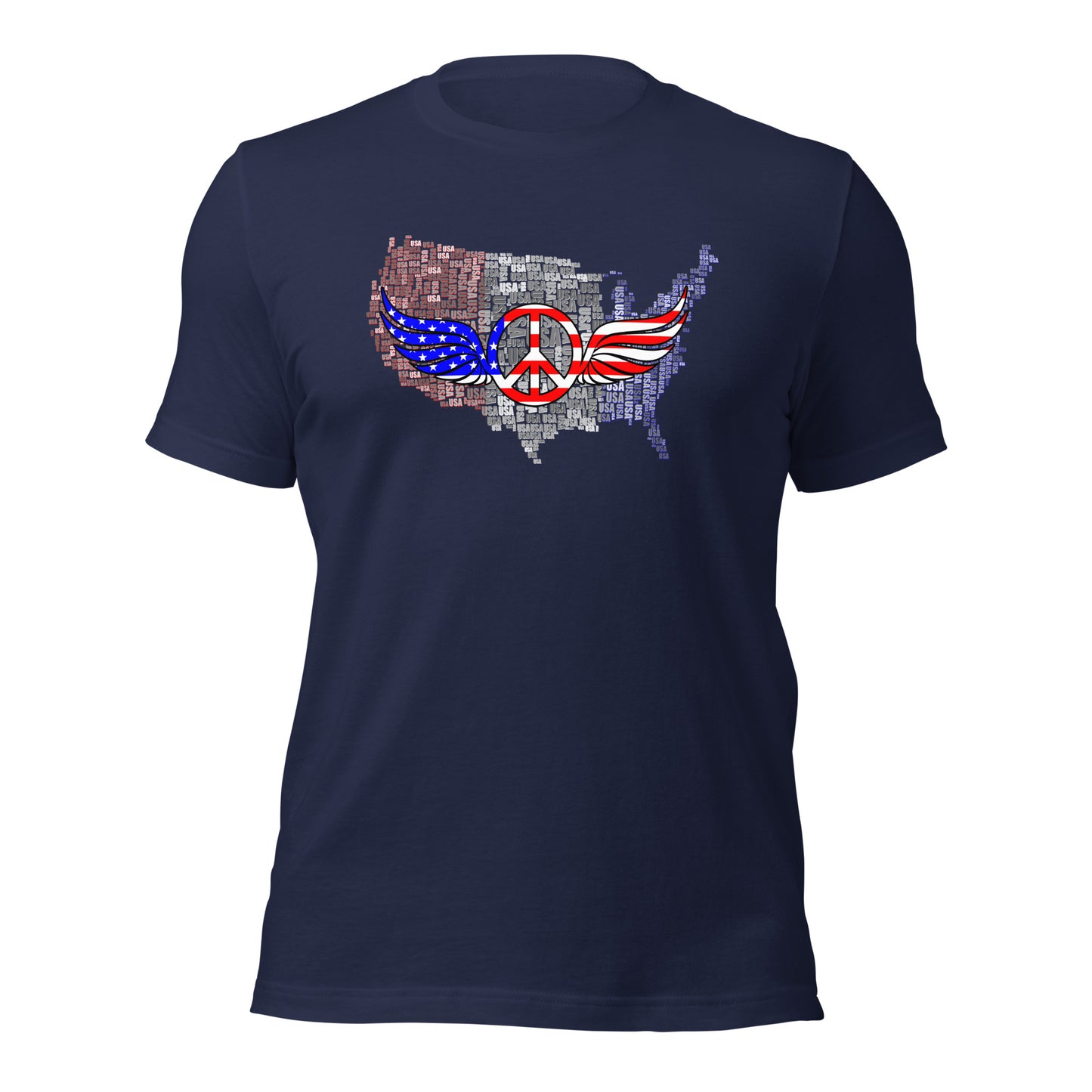 Patriotic T-Shirt USA Flag Peace With Wings Symbol Unisex Dark Shirt