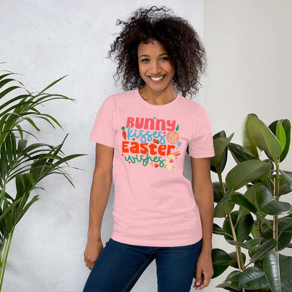 Cute Easter T-Shirt Bunny Kisses & Easter Wishes Unisex Light t-shirt