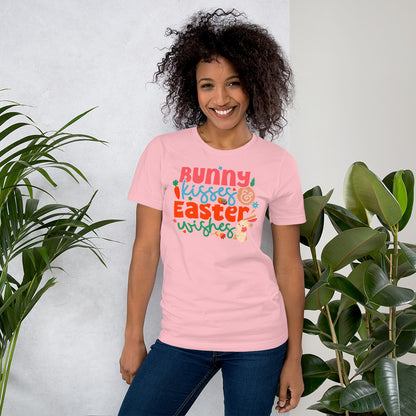 Cute Easter T-Shirt Bunny Kisses & Easter Wishes Unisex Light t-shirt