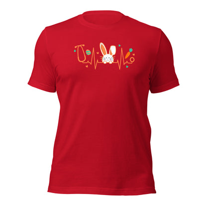 Easter Nurse Bunny Heartbeat Unisex Tee Dark Shirt