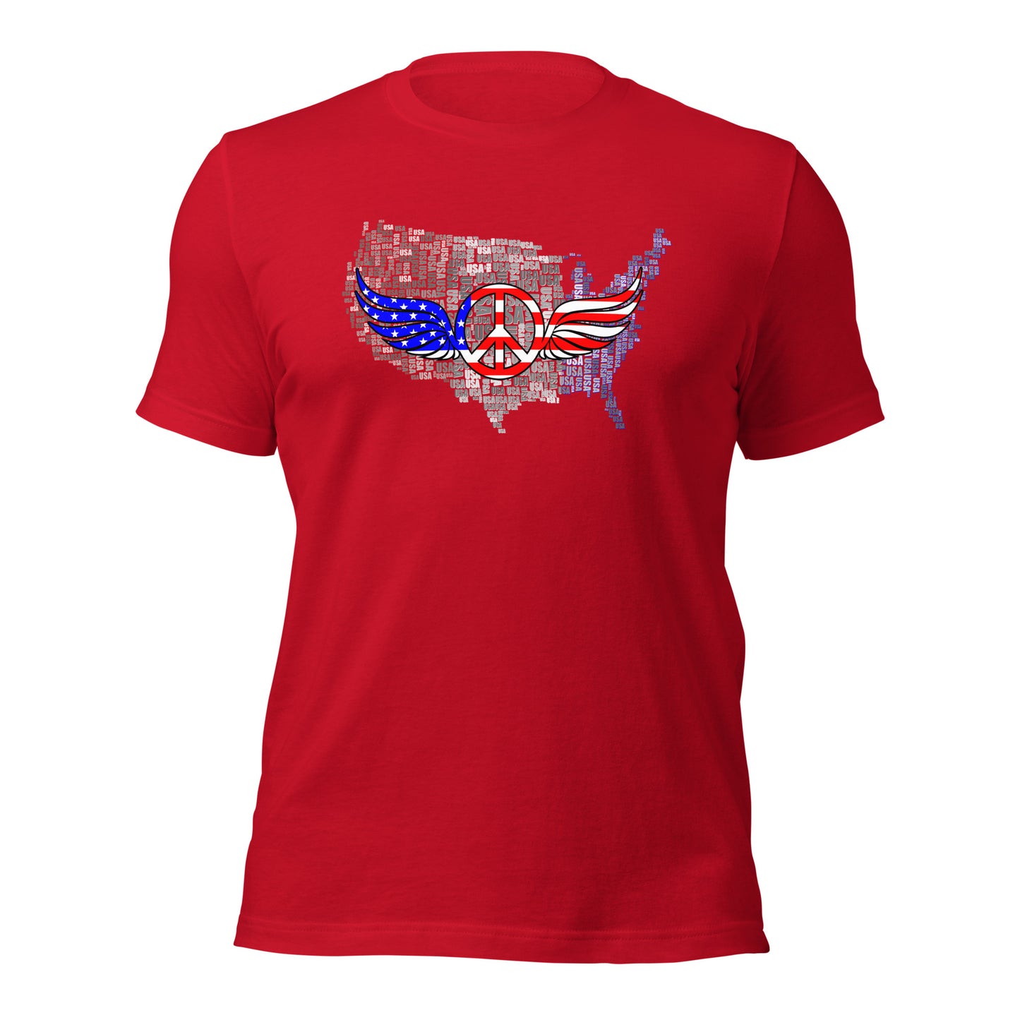 Patriotic T-Shirt USA Flag Peace With Wings Symbol Unisex Dark Shirt