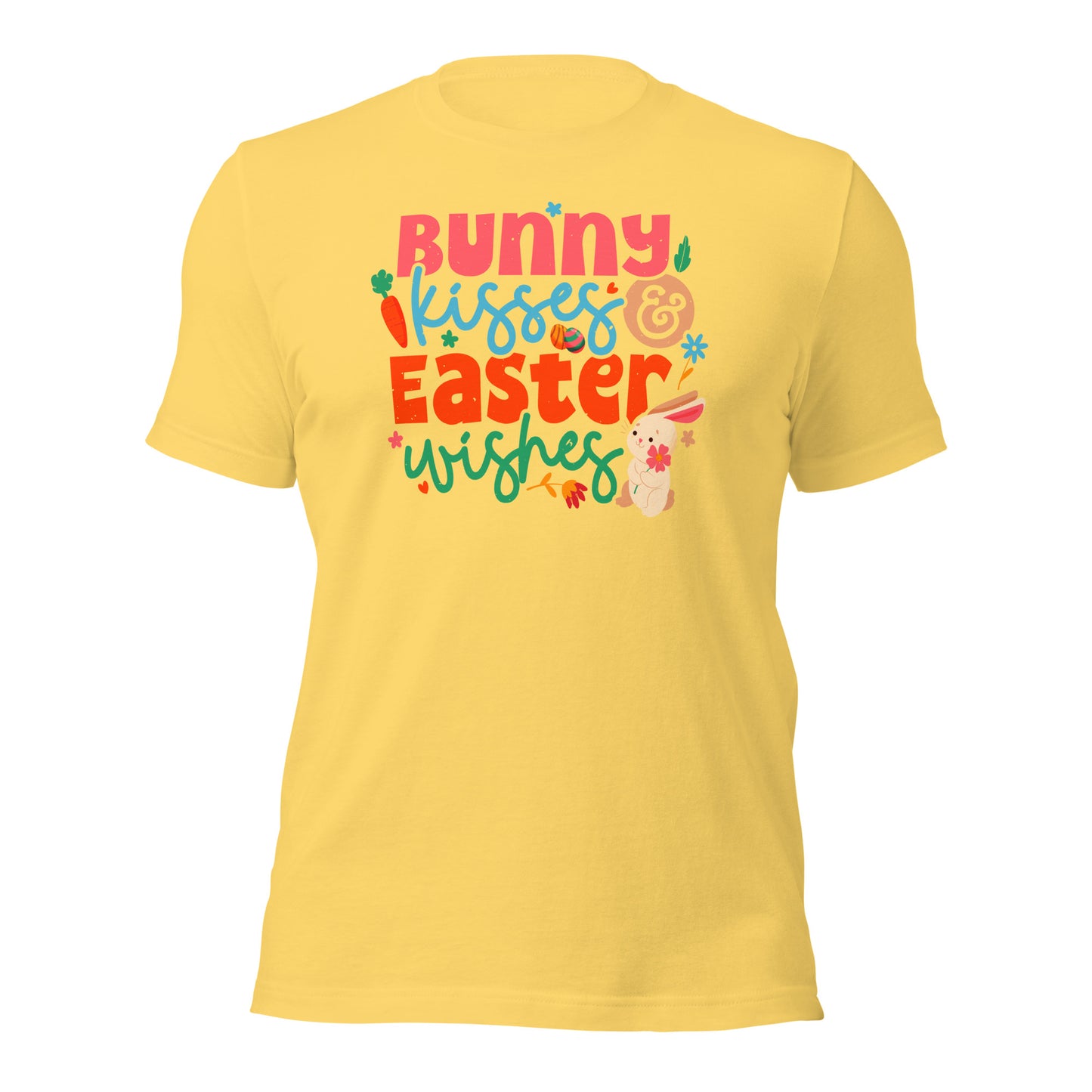 Cute Easter T-Shirt Bunny Kisses & Easter Wishes Unisex Light t-shirt