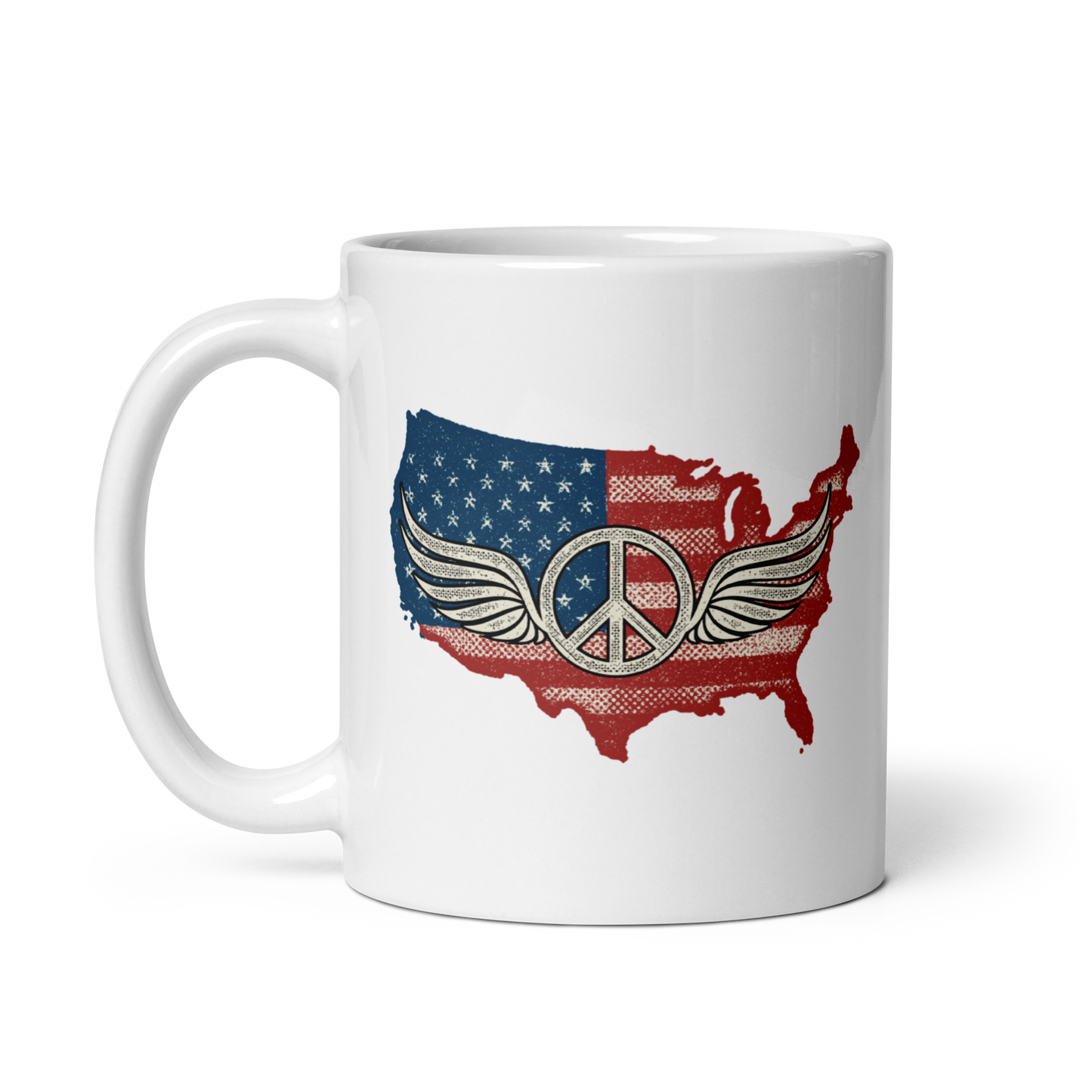 America Patriotic Peace Sign Symbol USA Flag Mugs