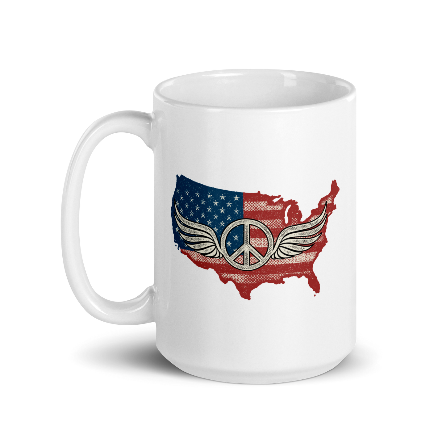 America Patriotic Peace Sign Symbol USA Flag Mugs